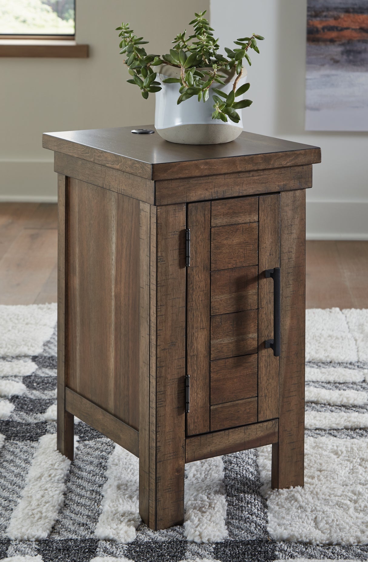 Mega Furniture - Ashley Furniture - Moriville Chairside End Table - Chair Side End Table / Grayish Brown - T731-7