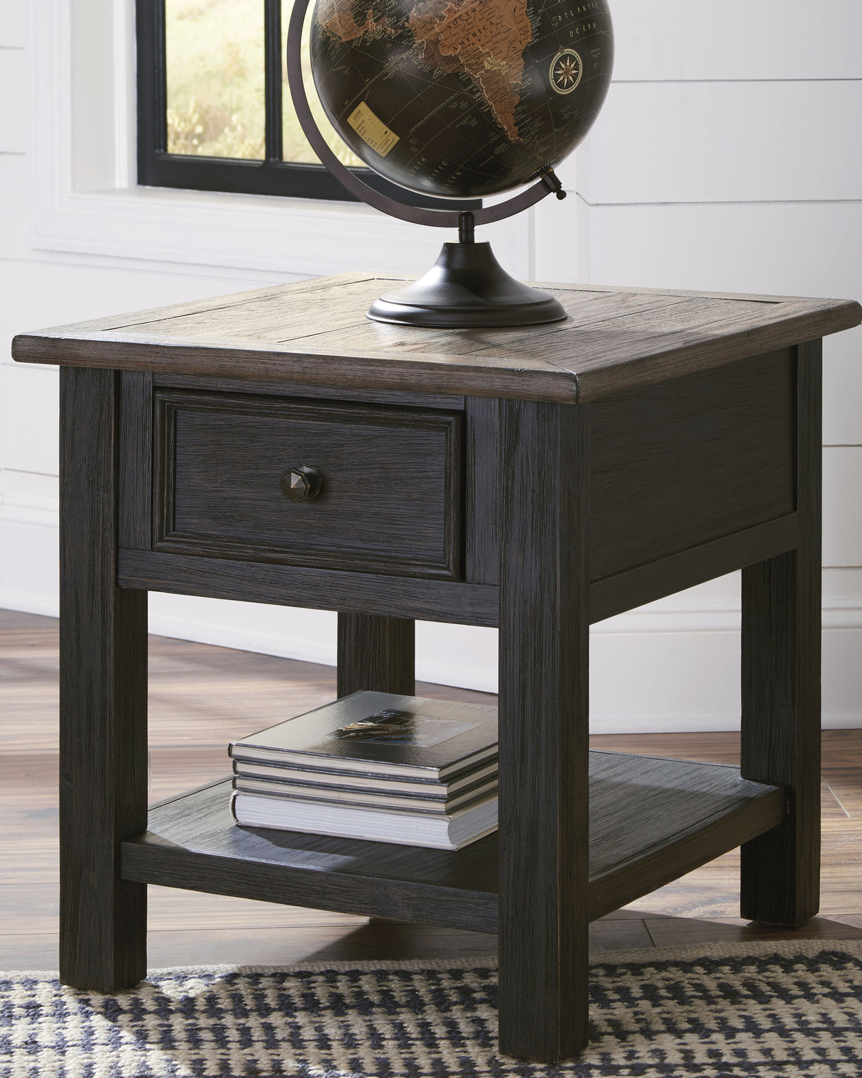 Mega Furniture - Ashley Furniture - Tyler Creek End Table - Rectangular End Table / Grayish Brown/Black - T736-3
