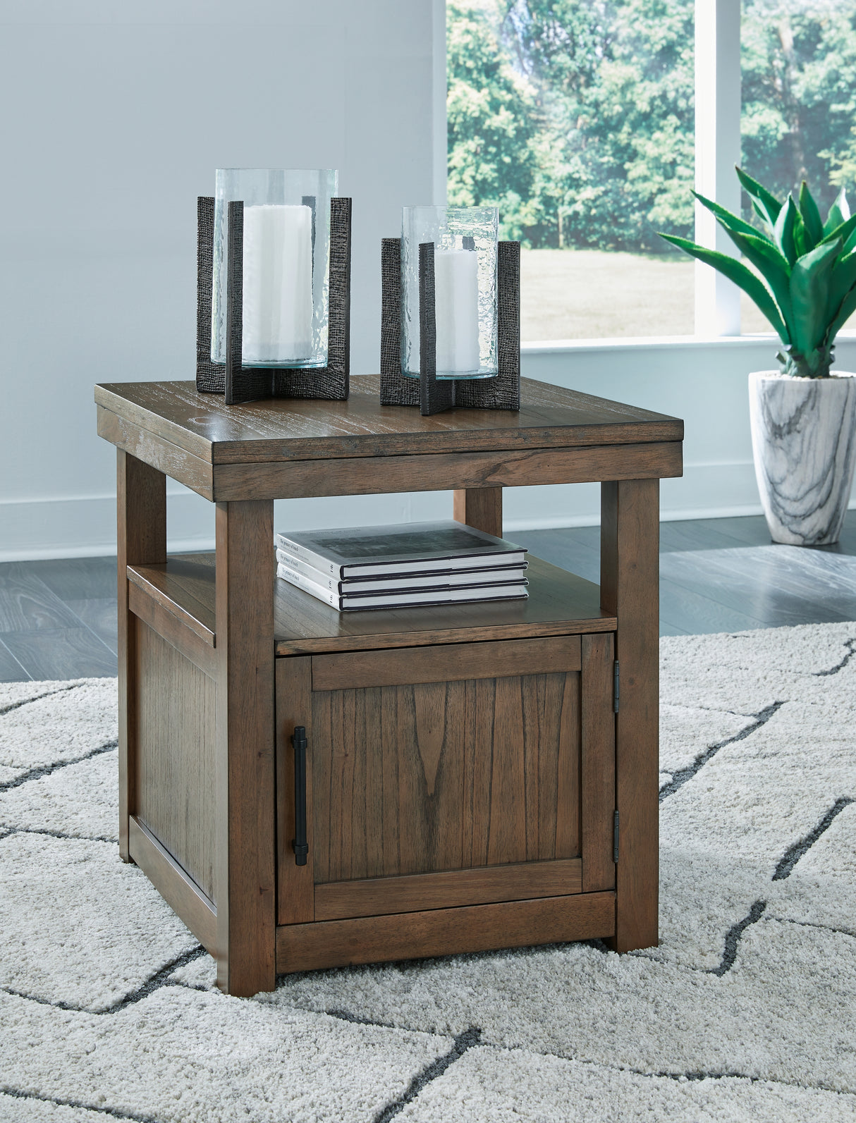 Mega Furniture - Ashley Furniture - Boardernest End Table - Rectangular End Table / Brown - T738-3