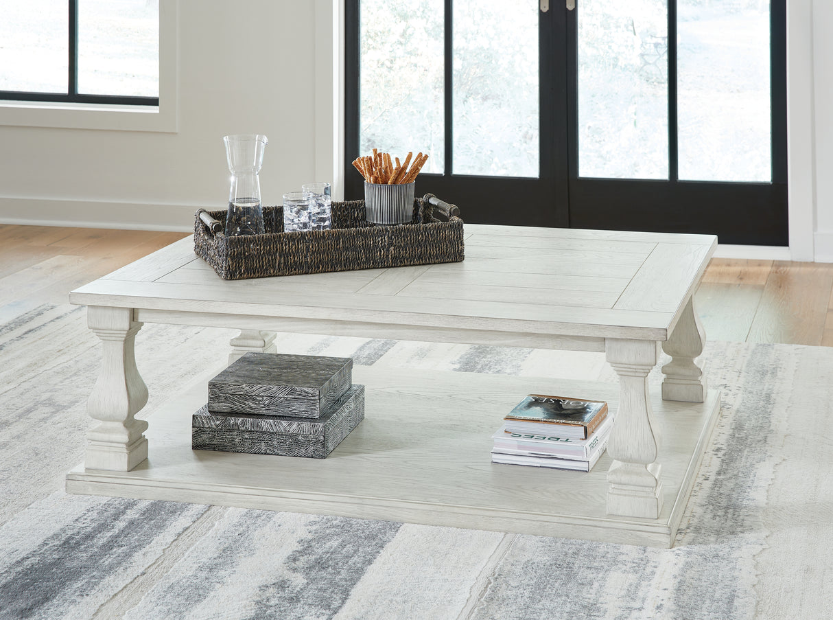 Mega Furniture - Ashley Furniture - Arlendyne Coffee Table - Rectangular Cocktail Table / Antique White - T747-1