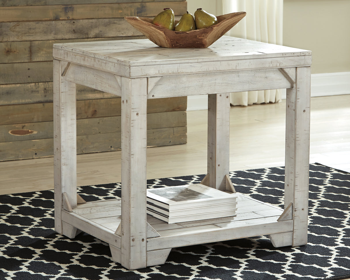 Mega Furniture - Ashley Furniture - Fregine End Table - Rectangular End Table / Whitewash - T755-3