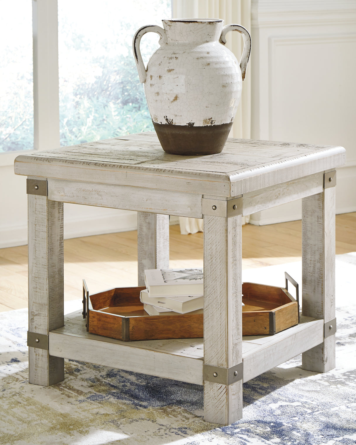 Mega Furniture - Ashley Furniture - Carynhurst End Table - Rectangular End Table / Whitewash - T929-3