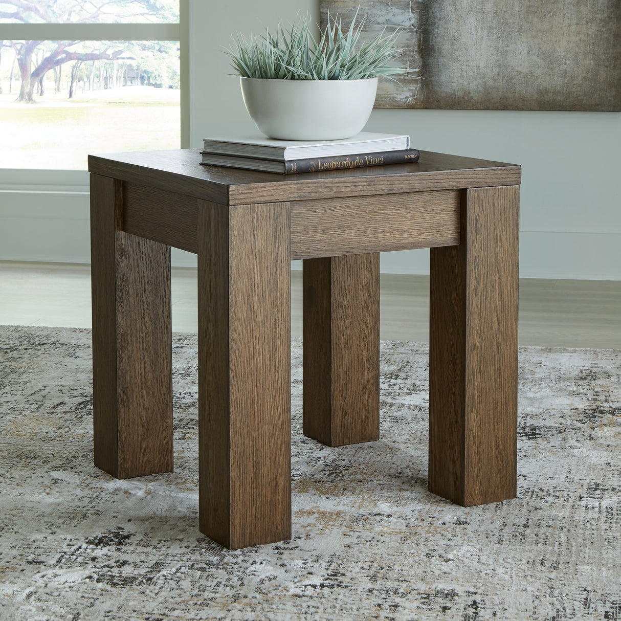 Mega Furniture - Ashley Furniture - Rosswain End Table - Square End Table / Warm Brown - T763-2