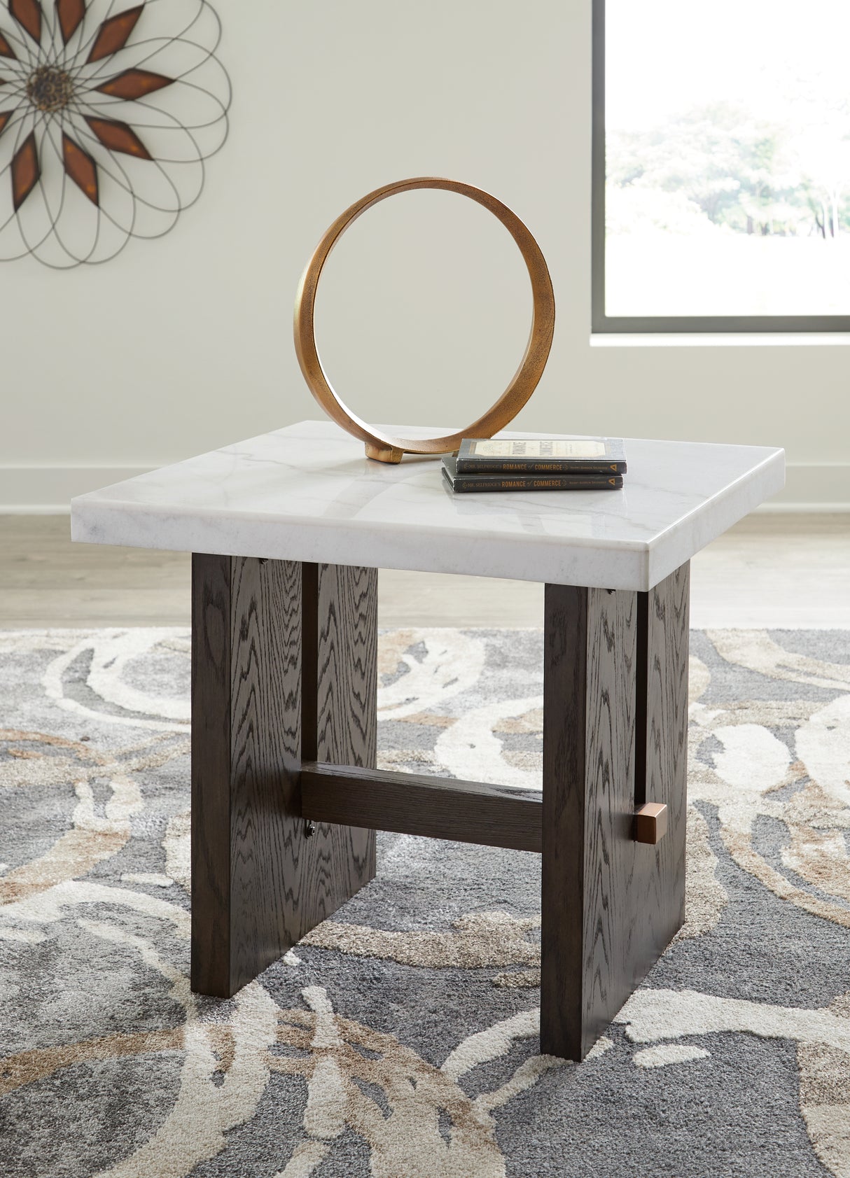 Mega Furniture - Ashley Furniture - Burkhaus End Table - Rectangular End Table / White/Dark Brown - T779-3