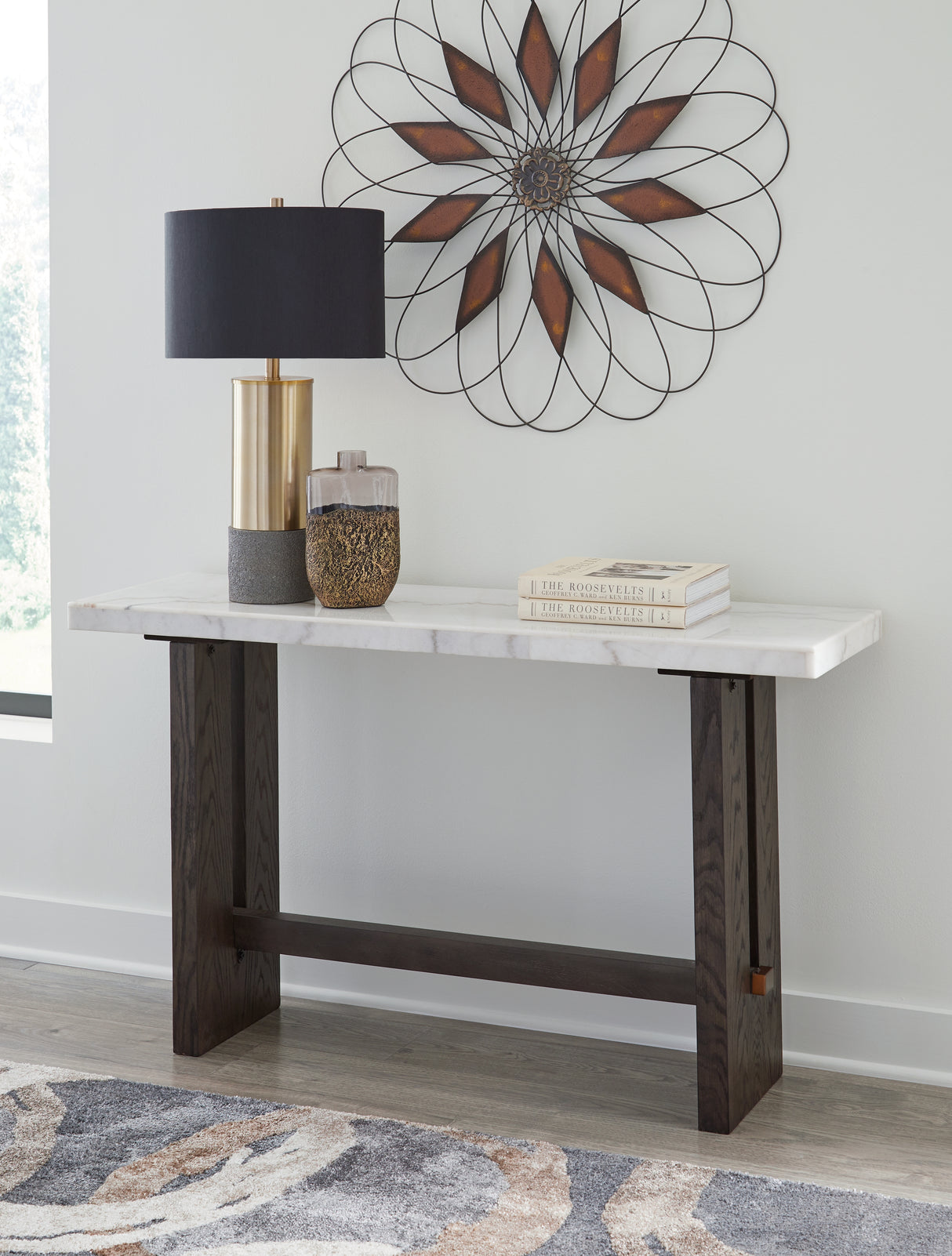 Mega Furniture - Ashley Furniture - Burkhaus Sofa Table - Sofa Table / White/Dark Brown - T779-4