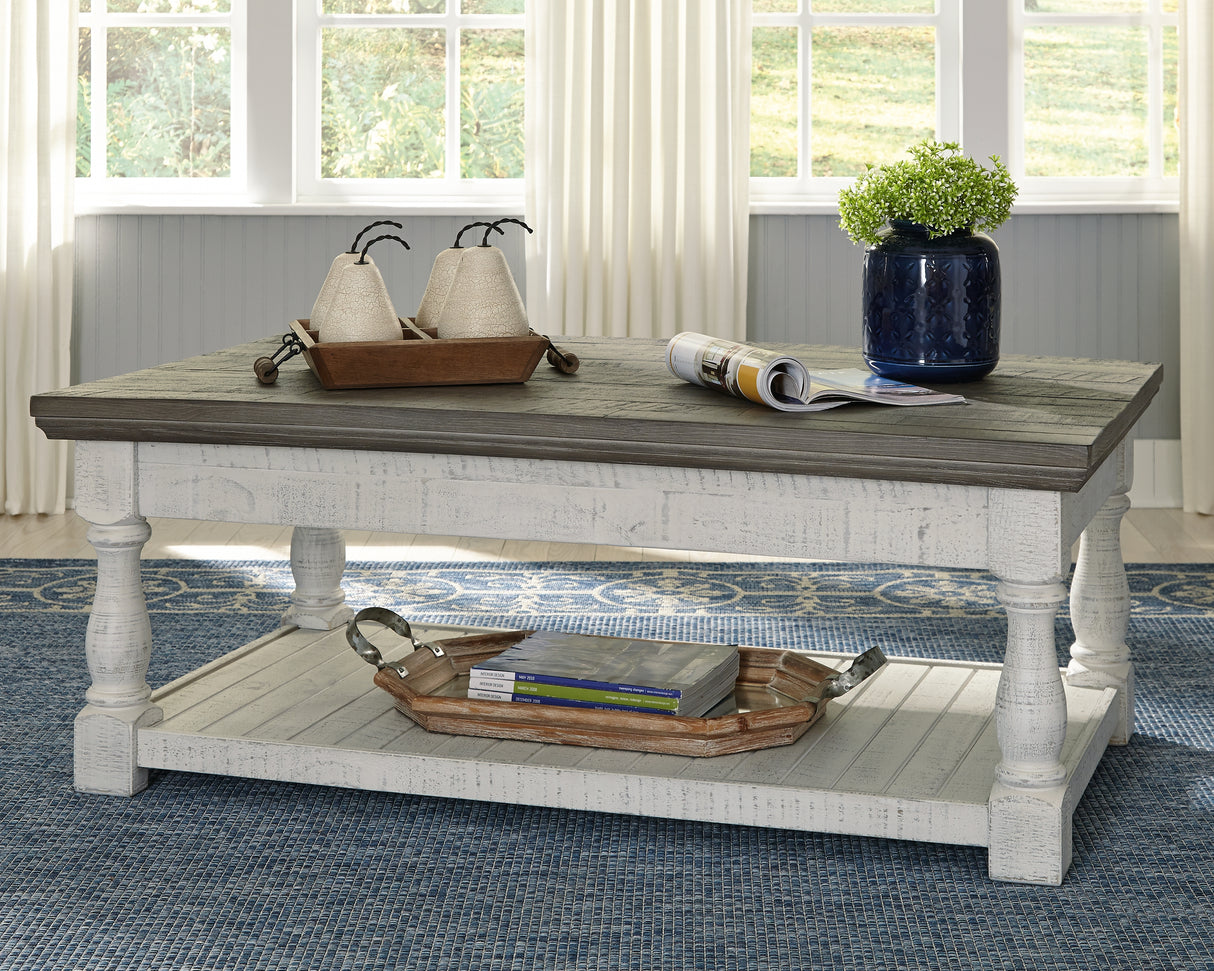 Mega Furniture - Ashley Furniture - Havalance Lift-Top Coffee Table - Lift Top Cocktail Table / White/Gray - T994-20