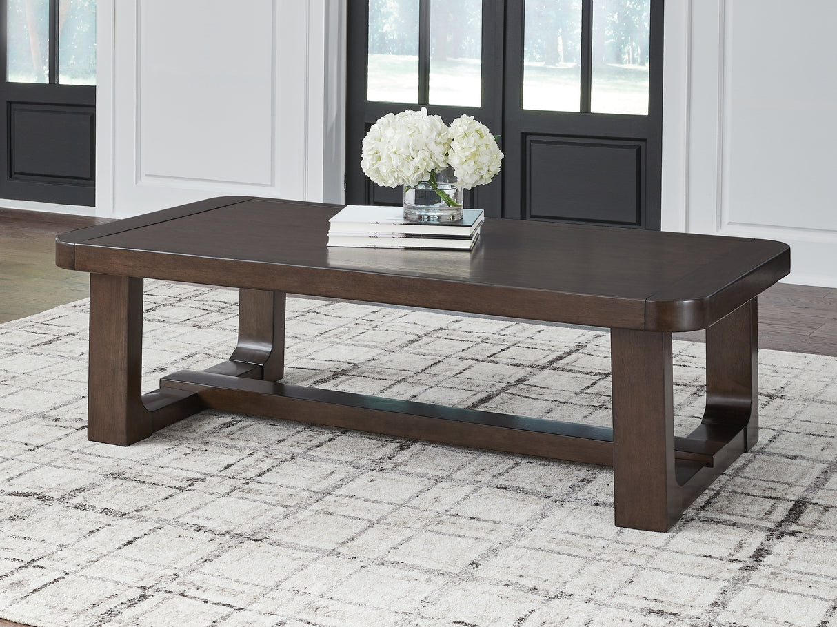 Mega Furniture - Ashley Furniture - Breckington Coffee Table - Rectangular Cocktail Table / Dark Brown - T856-1