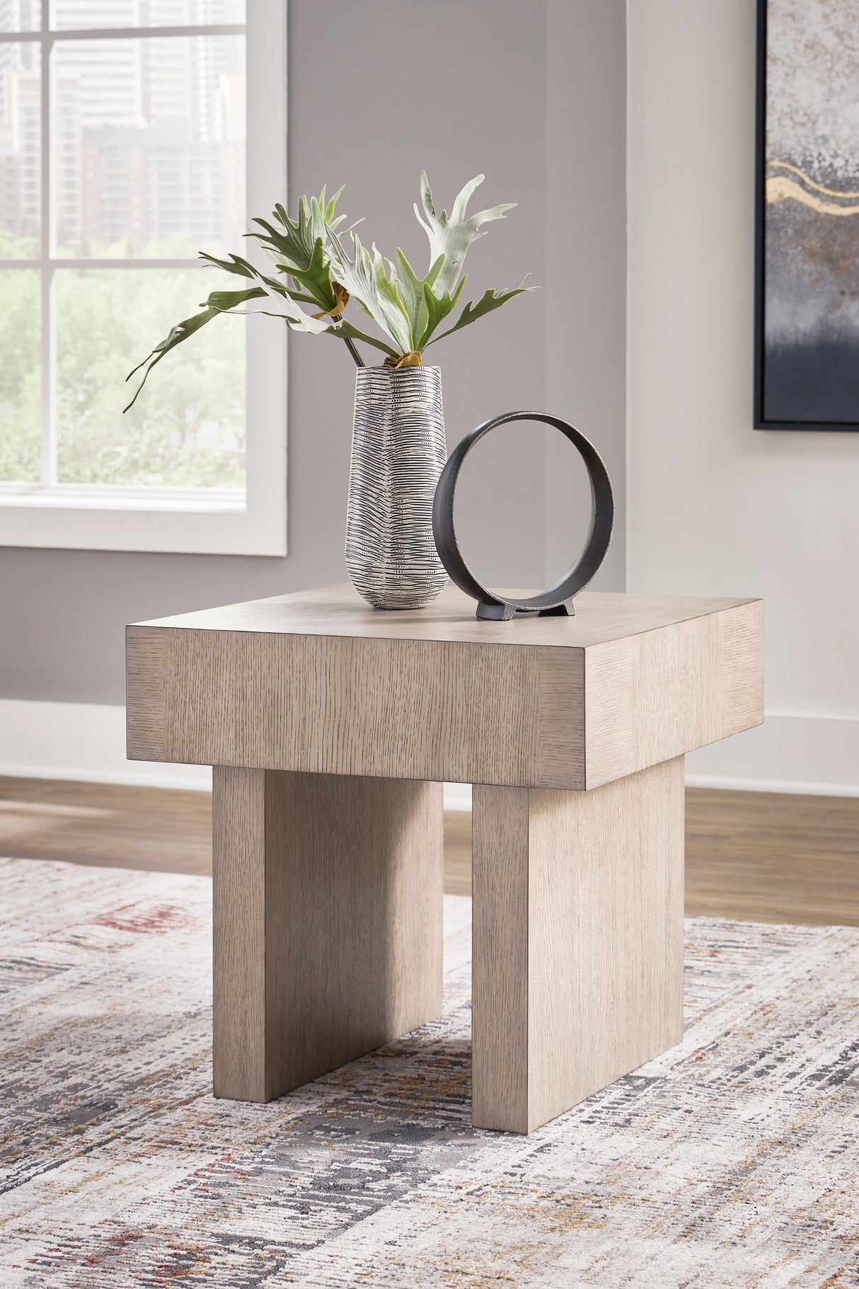 Mega Furniture - Ashley Furniture - Jorlaina End Table - Square End Table / Light Grayish Brown - T922-2