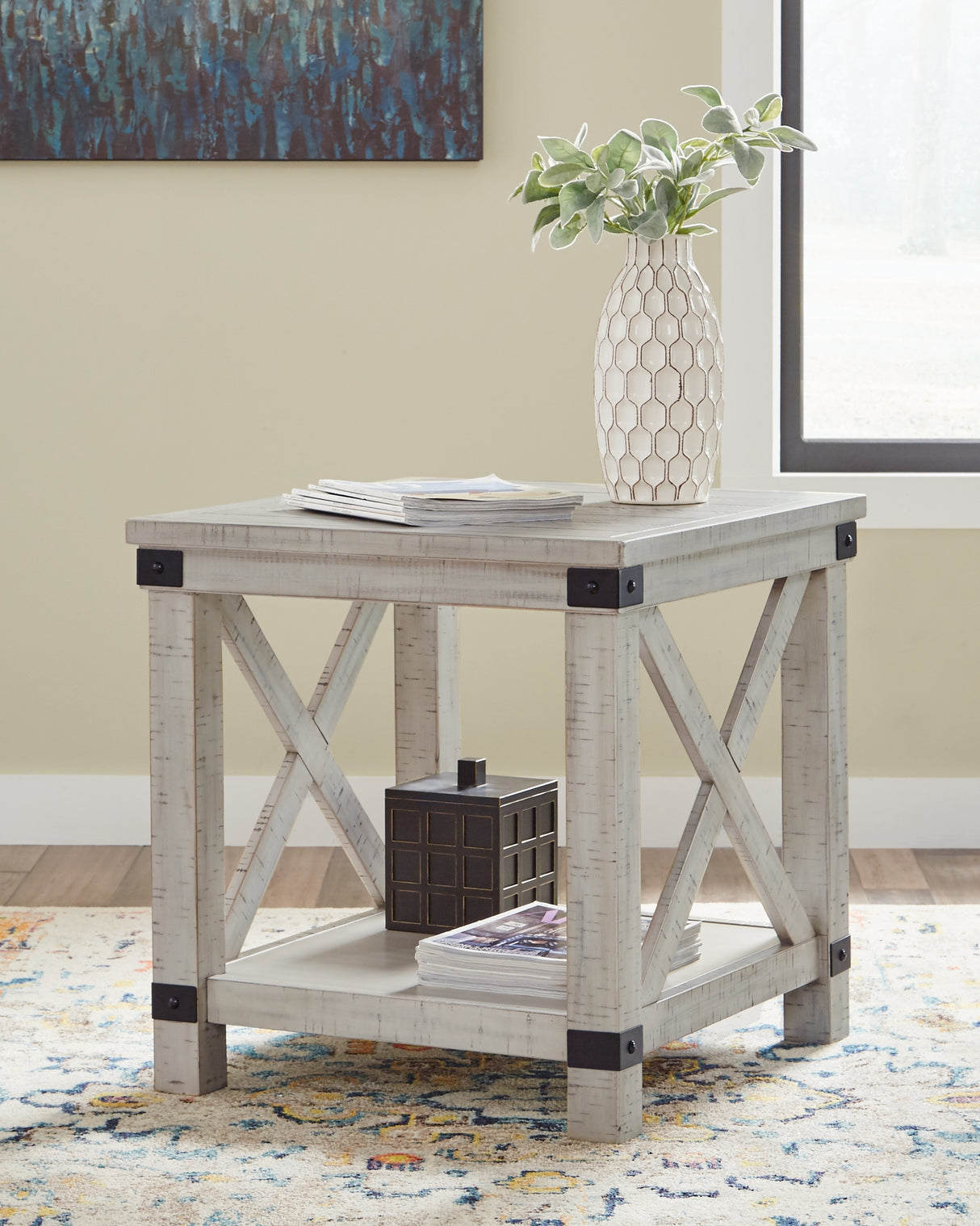 Mega Furniture - Ashley Furniture - Carynhurst End Table - Rectangular End Table / Whitewash - T929-3