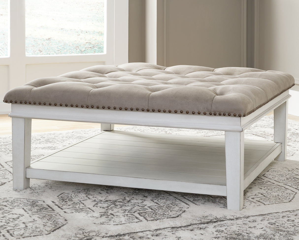 Mega Furniture - Ashley Furniture - Kanwyn Upholstered Ottoman Coffee Table - UPH Ottoman Cocktail Table / Whitewash - T937-21