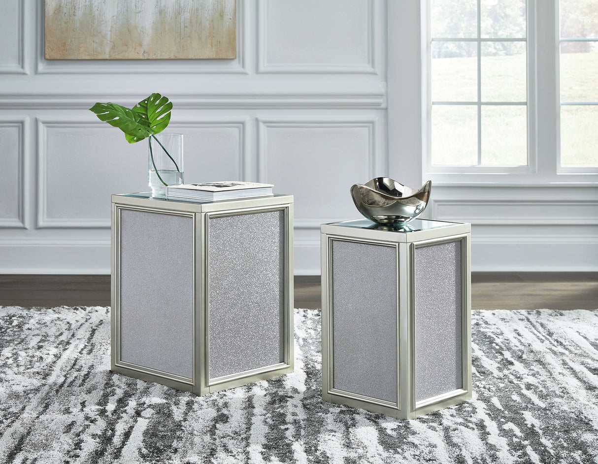 Mega Furniture - Ashley Furniture - Traleena Nesting End Table (Set of 2) - Nesting End Tables (Set of 2) / Silver Finish - T957-16