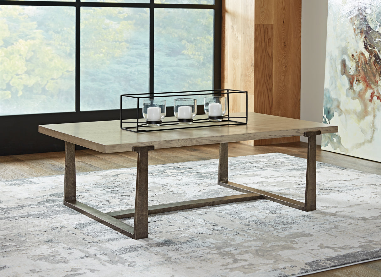 Mega Furniture - Ashley Furniture - Dalenville Coffee Table - Rectangular Cocktail Table / Gray - T965-1