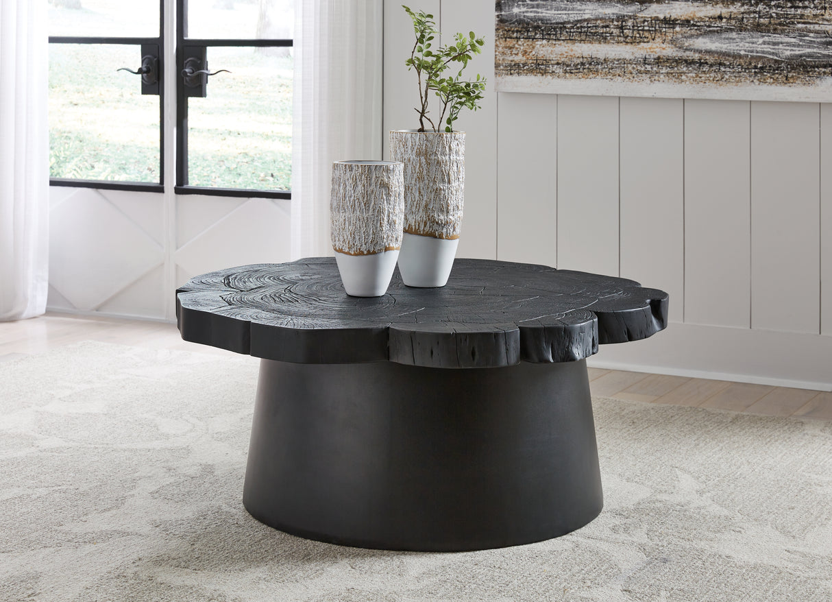 Mega Furniture - Ashley Furniture - Wimbell Coffee Table - Round Cocktail Table / Black - T970-8