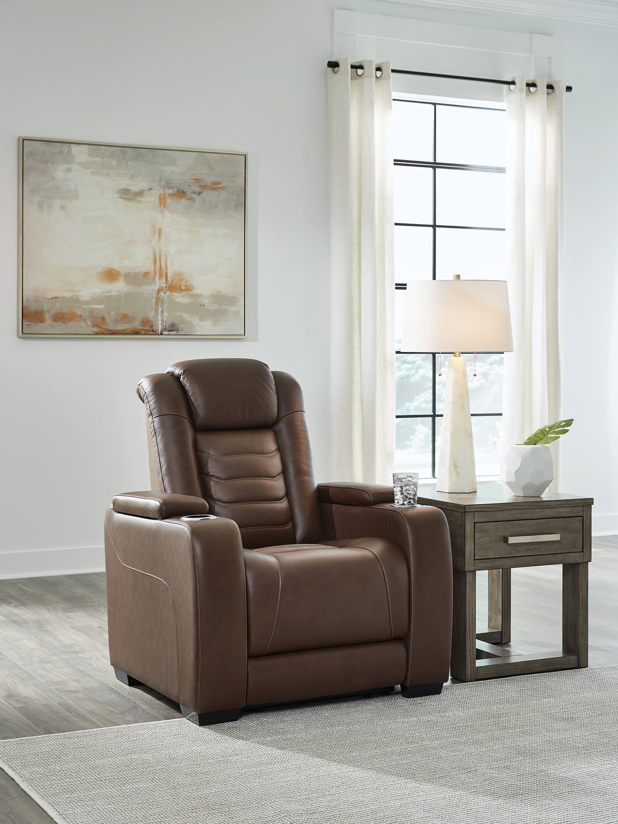 Mega Furniture - Ashley Furniture - High Impact Living Room - PWR Recliner/ADJ Headrest / Tobacco - U1060113