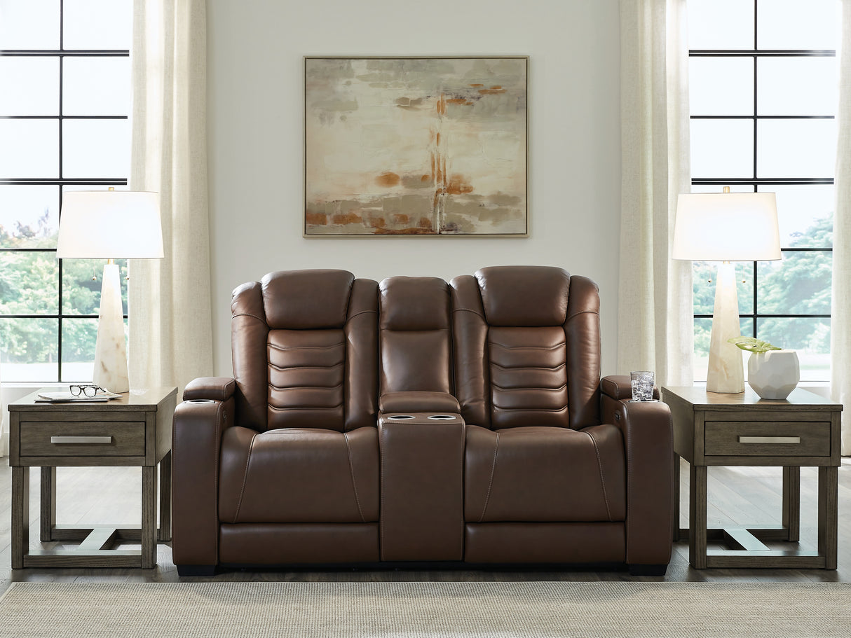 Mega Furniture - Ashley Furniture - High Impact Living Room - PWR REC Loveseat/CON/ADJ HDRST / Tobacco - U1060118