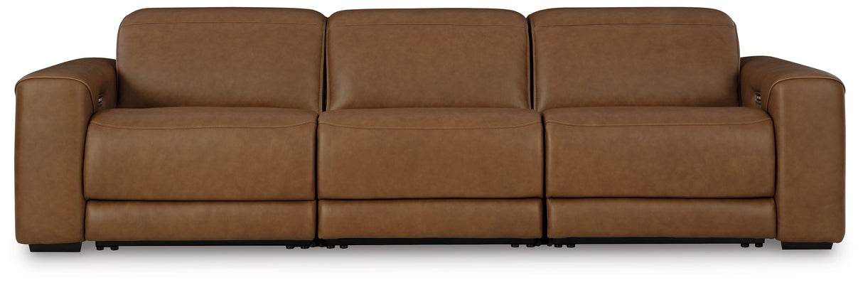 Mega Furniture - Ashley Furniture - Magic Man Sectional - 2-Piece Power Reclining Sectional Loveseat / Caramel - PCU10700S1