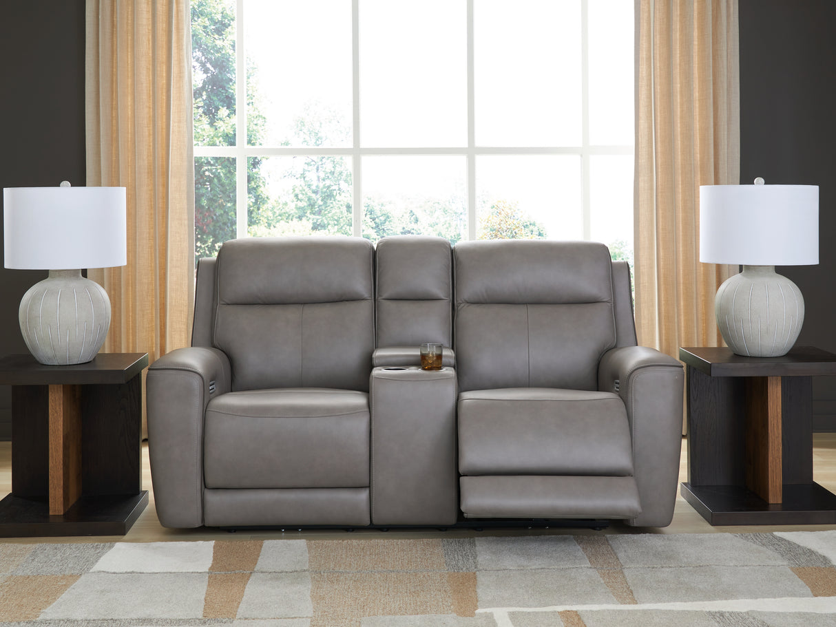 Mega Furniture - Ashley Furniture - 5Z-Comfort Living Room - PWR REC Loveseat/CON/ADJ HDRST / Onyx - PCU1090218