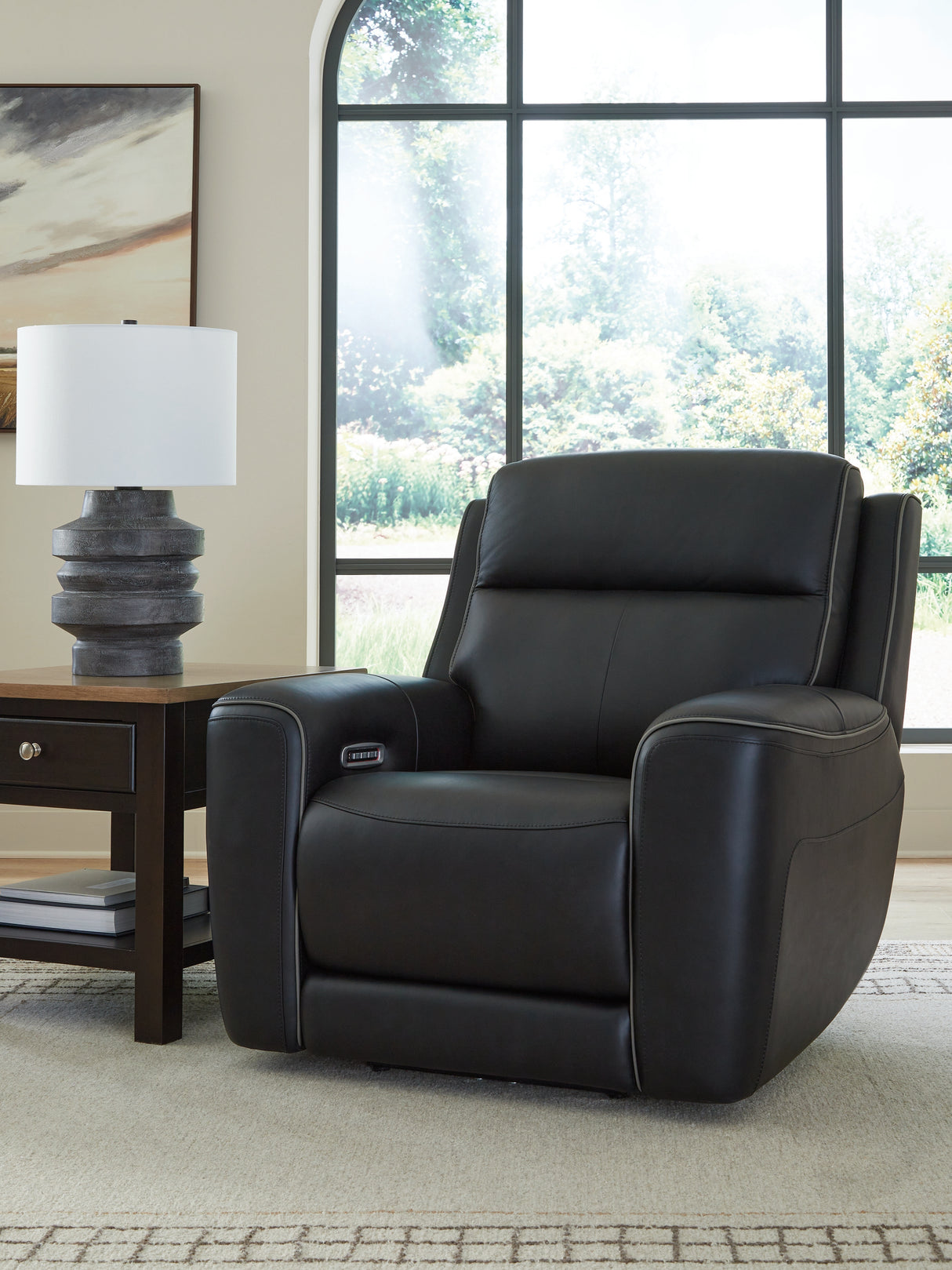 Mega Furniture - Ashley Furniture - 5Z-Comfort Living Room - PWR Recliner/ADJ Headrest / Onyx - PCU1090213