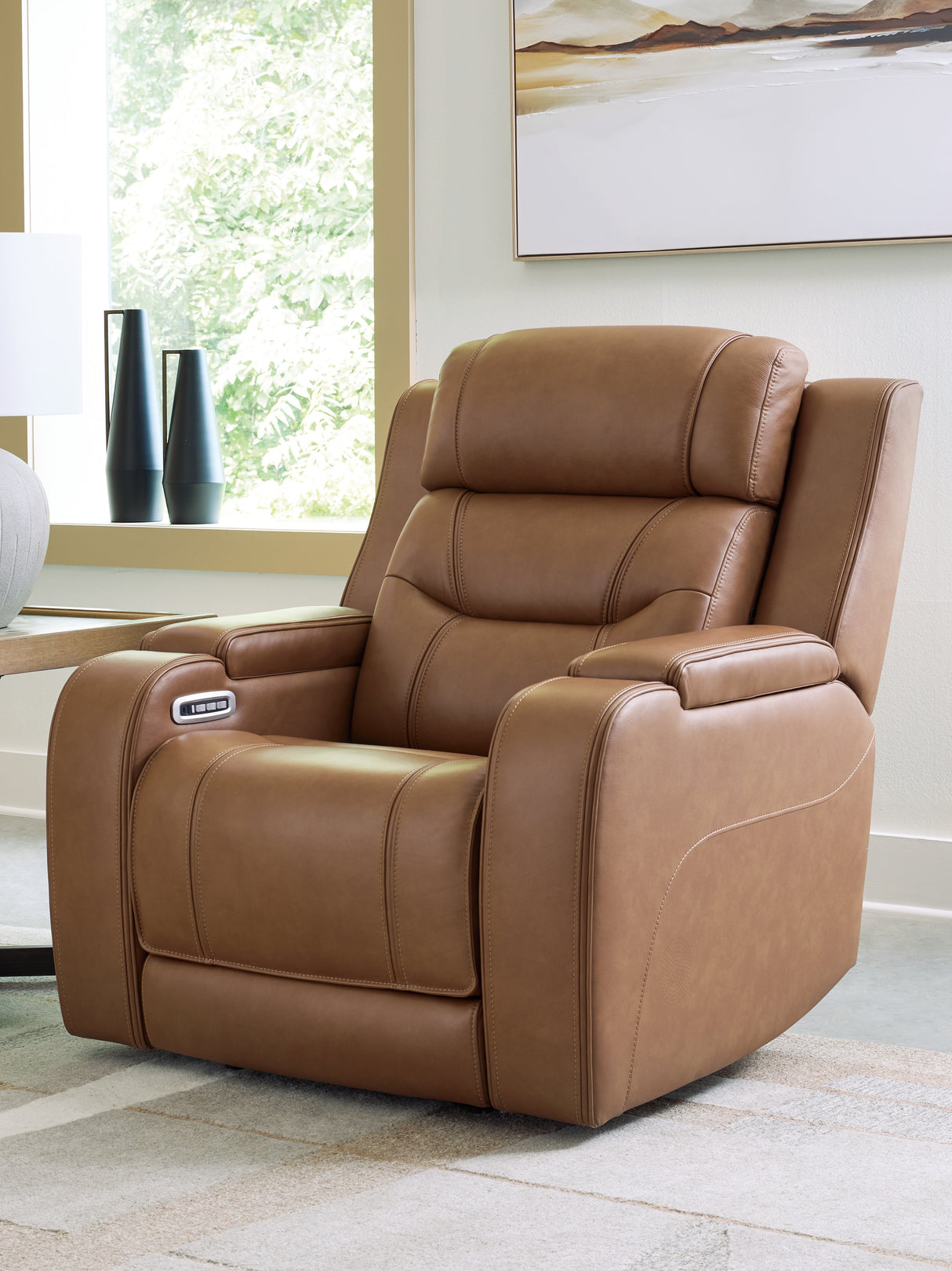 Mega Furniture - Ashley Furniture - Knightington Living Room - Power Recliner w/Audio Seating / Caramel - PCU1160013A