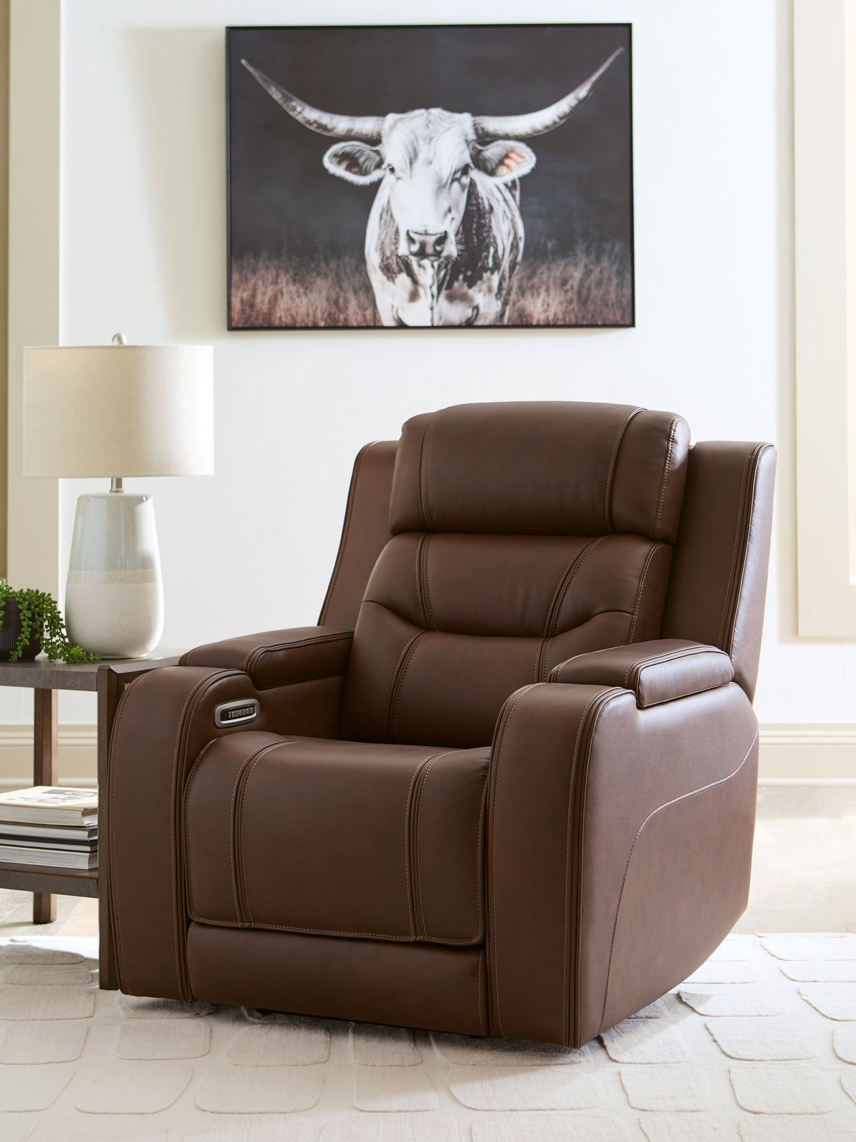 Mega Furniture - Ashley Furniture - Knightington Living Room - Power Recliner w/Audio Seating / Brown - PCU1160213A