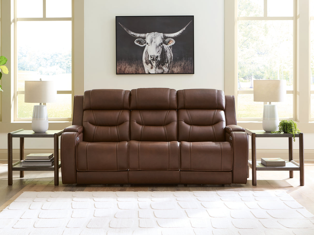 Mega Furniture - Ashley Furniture - Knightington Living Room - PWR REC Sofa w/Audio Seating / Brown - PCU1160215A
