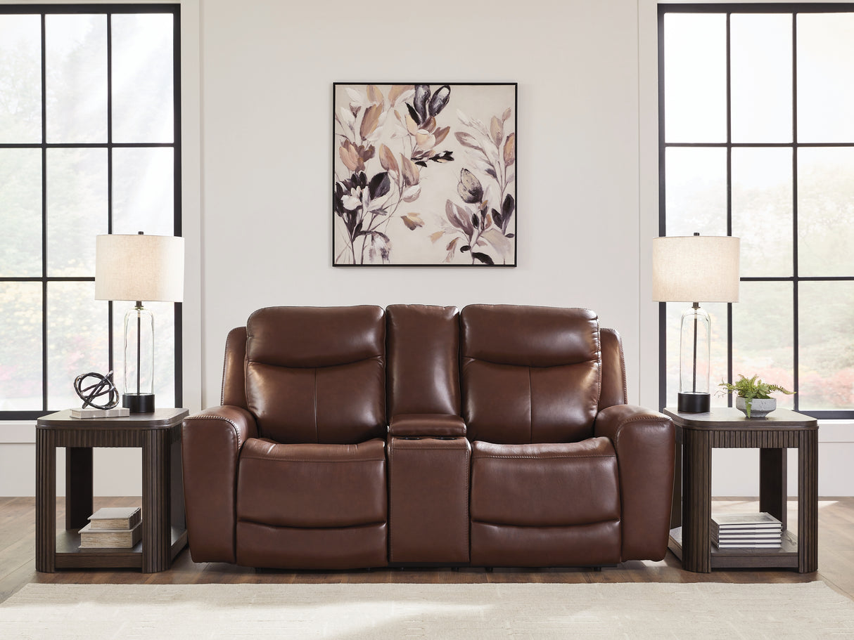 Mega Furniture - Ashley Furniture - Next Move Living Room - PWR REC Loveseat/CON/ADJ HDRST / Mahogany - PCU1210218