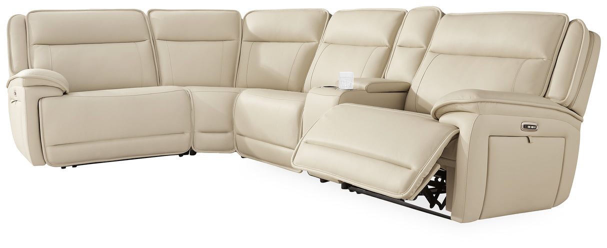 Mega Furniture - Ashley Furniture - Double Deal Sectional - 5-Piece Reclining Sectional with Console / Almond - U13001S8