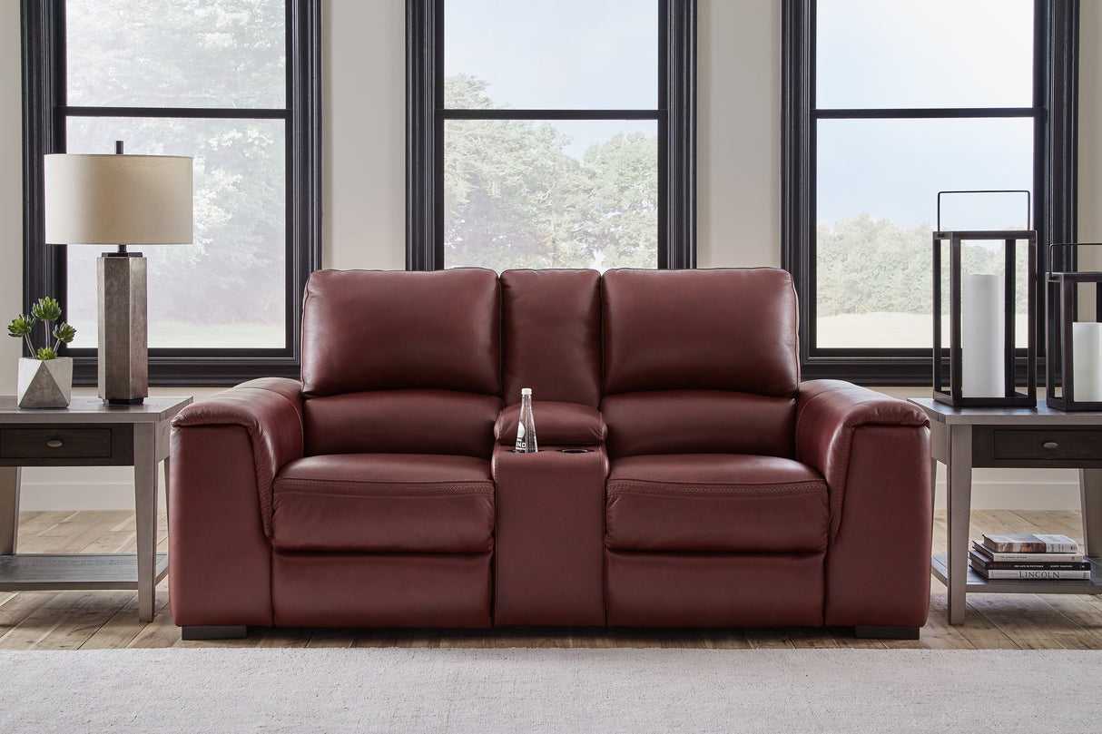 Mega Furniture - Ashley Furniture - Alessandro Living Room - PWR REC Loveseat/CON/ADJ HDRST / Garnet - U2550118