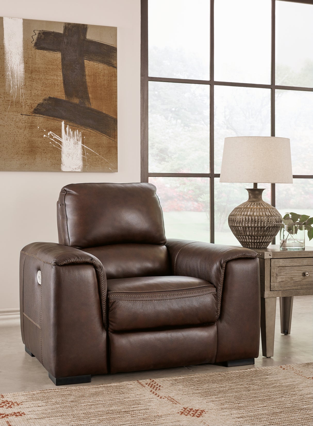 Mega Furniture - Ashley Furniture - Alessandro Living Room - PWR Recliner/ADJ Headrest / Walnut - U2550213