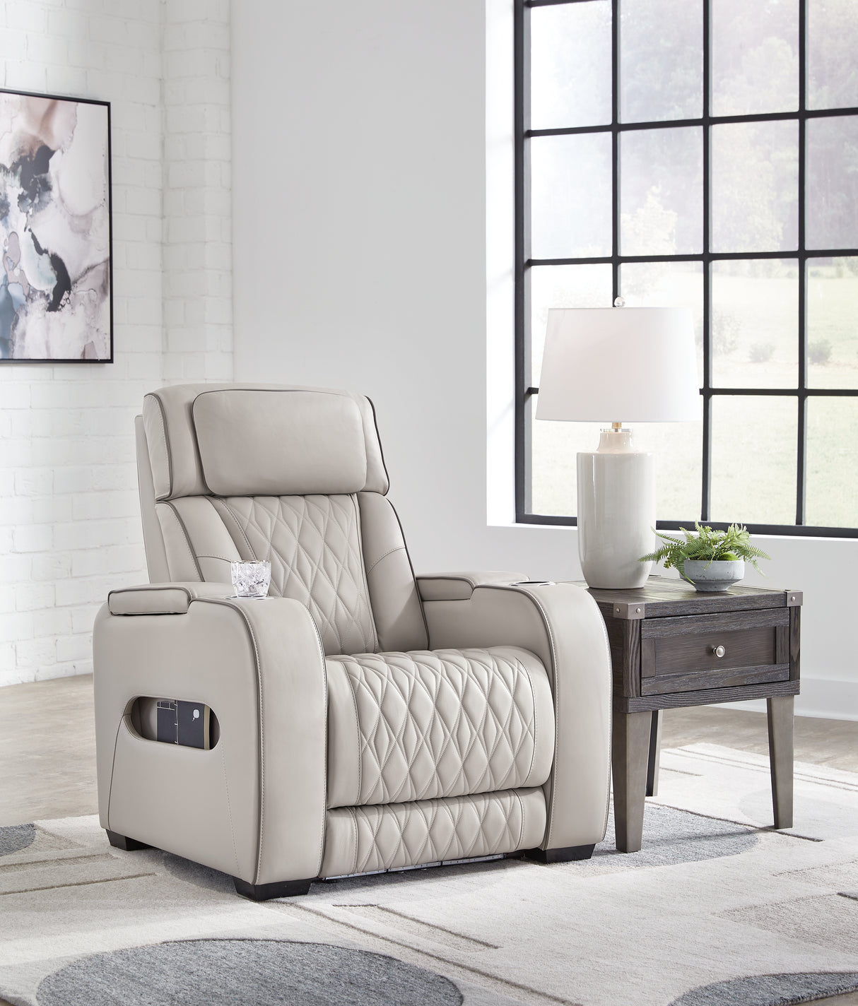 Mega Furniture - Ashley Furniture - Boyington Living Room - PWR Recliner/ADJ Headrest / Gray - U2710513