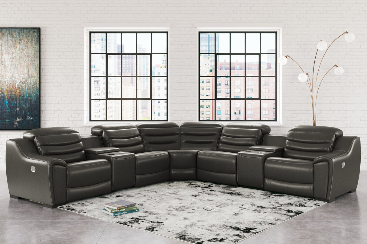 Mega Furniture - Ashley Furniture - Center Line Sectional - 7-Piece Power Reclining Sectional / Dark Gray - U63404S7