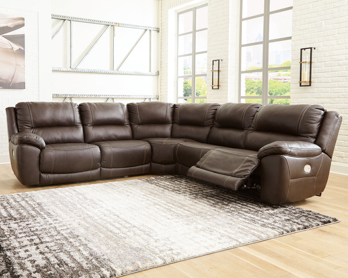 Mega Furniture - Ashley Furniture - Dunleith Sectional - 5-Piece Power Reclining Sectional / Chocolate - U71604S1