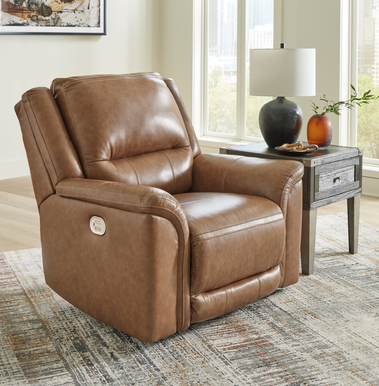 Mega Furniture - Ashley Furniture - Trasimeno Living Room - PWR Recliner/ADJ Headrest / Caramel - U8281513