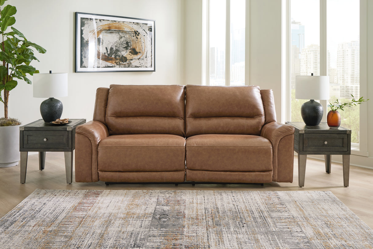 Mega Furniture - Ashley Furniture - Trasimeno Living Room - PWR REC Loveseat/CON/ADJ HDRST / Caramel - U8281518