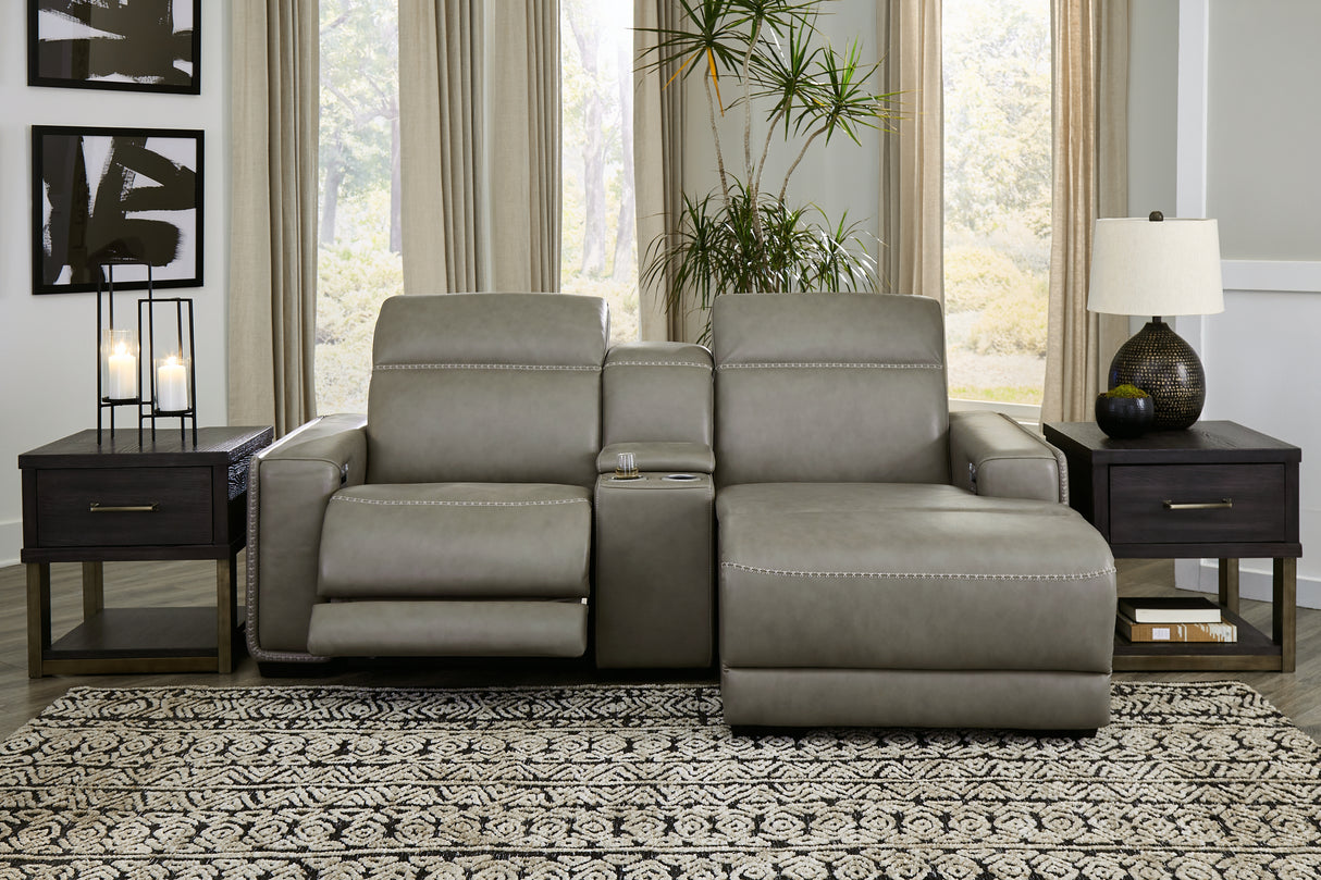 Mega Furniture - Ashley Furniture - Correze Sectional - 3-Piece Power Reclining Sectional with Chaise / Gray - U94202S11