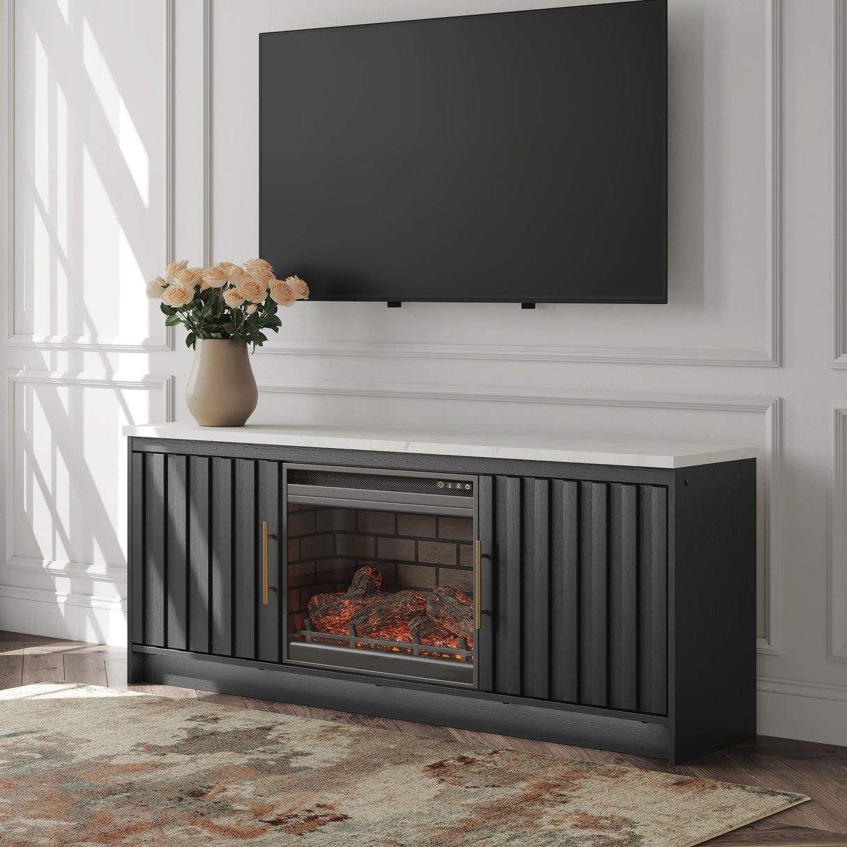Mega Furniture - Ashley Furniture - Cadmori 63" TV Stand with Electric Fireplace - 63" TV Stand with Electric Fireplace - W2616W2