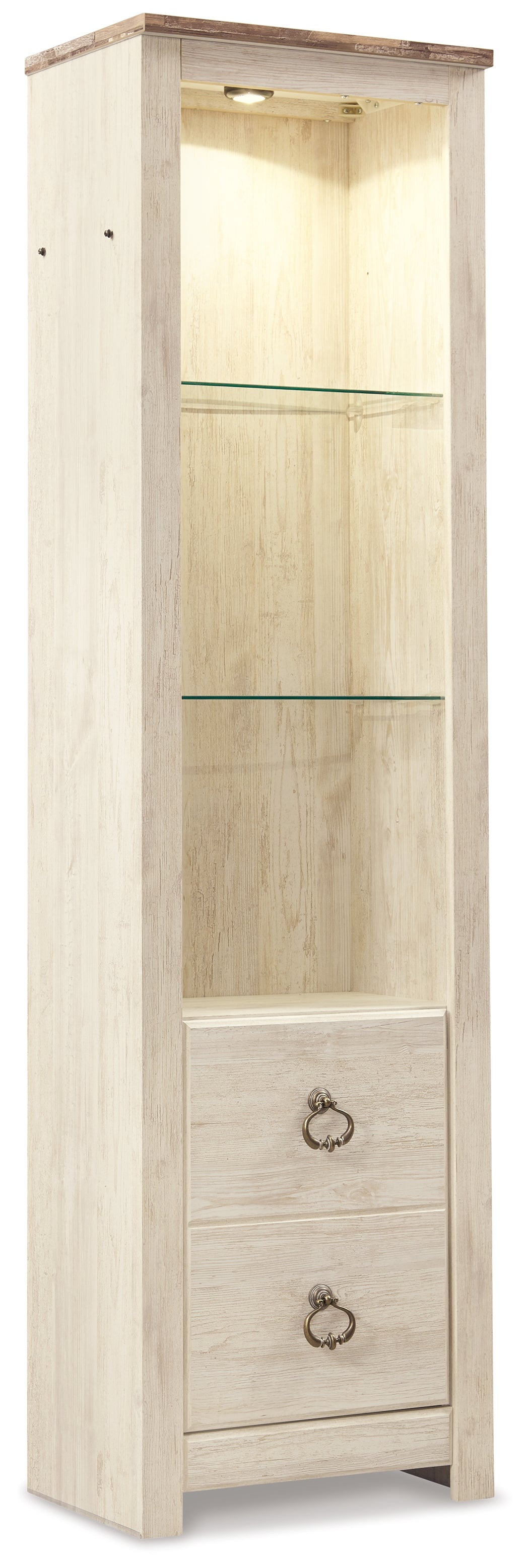 Mega Furniture - Ashley Furniture - Willowton Entertainment Center - 4-Piece Entertainment Center / Whitewash - W267W3