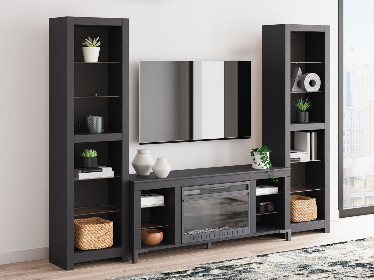 Mega Furniture - Ashley Furniture - Cayberry 3-Piece Entertainment Center with Electric Fireplace - 3-Piece Entertainment Center with Electric Fireplace / Black - W2721W2