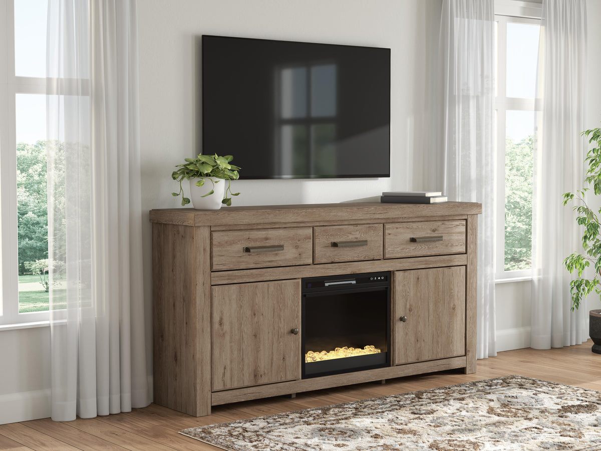Mega Furniture - Ashley Furniture - Garistyn 73" TV Stand with Electric Fireplace - 73" TV Stand with Electric Fireplace - W2844W4