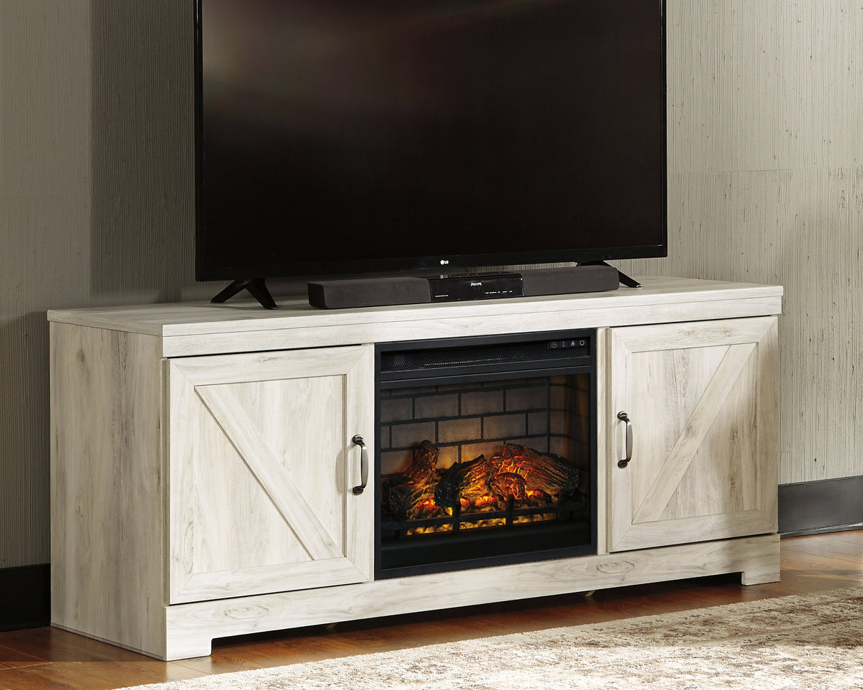 Mega Furniture - Ashley Furniture - Bellaby 63" TV Stand with Electric Fireplace - 63" TV Stand with Electric Fireplace / Whitewash - W331W9