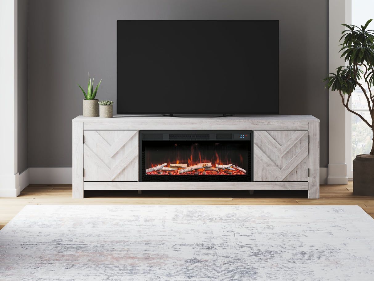 Mega Furniture - Ashley Furniture - Cayboni 71" TV Stand with Electric Fireplace - 71" TV Stand with Electric Fireplace / Whitewash - W3788W1