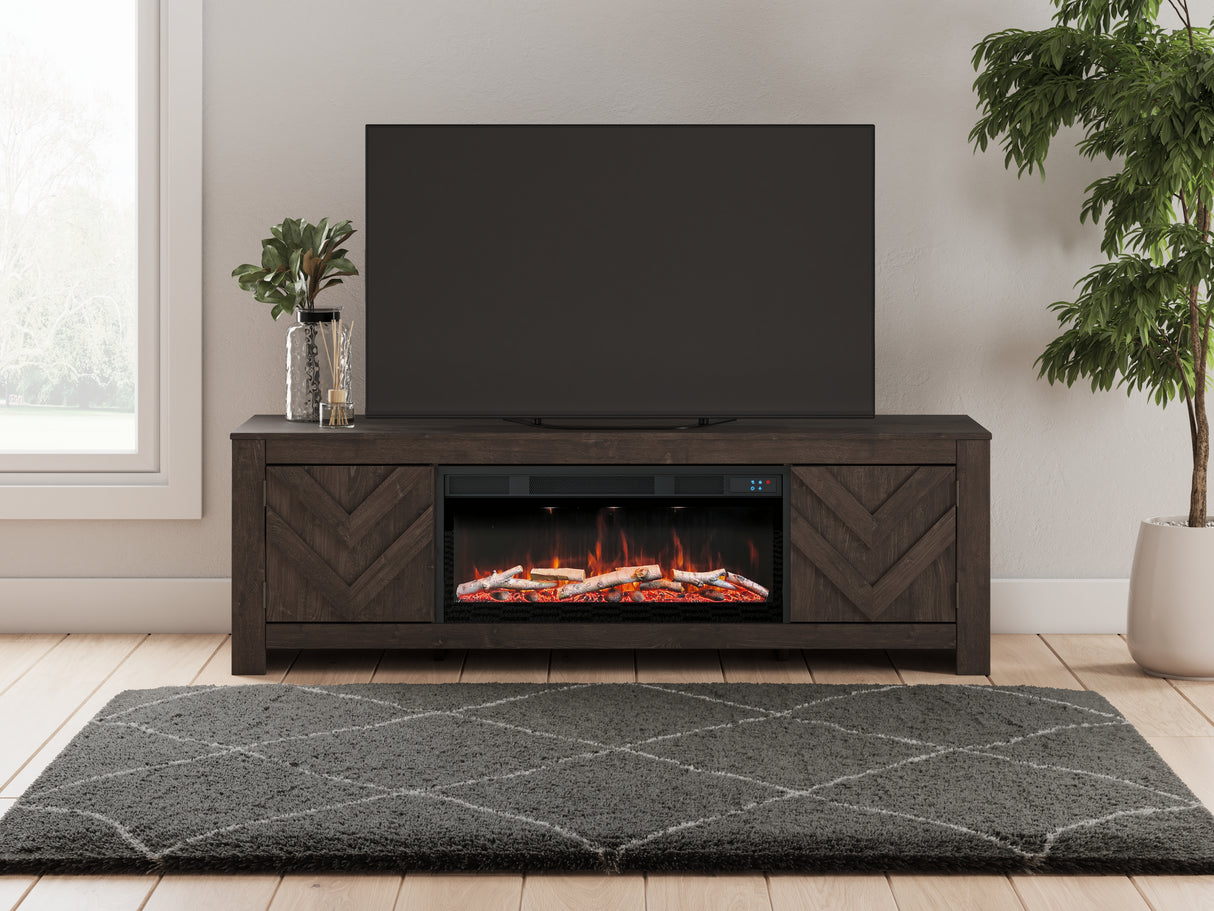 Mega Furniture - Ashley Furniture - Cayboni 71" TV Stand with Electric Fireplace - 71" TV Stand with Electric Fireplace / Black - W3789W1