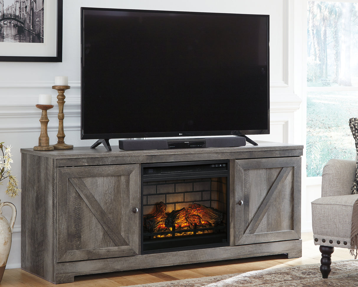 Mega Furniture - Ashley Furniture - Wynnlow 63" TV Stand with Electric Fireplace - 63" TV Stand with Electric Fireplace / Gray - W440W9