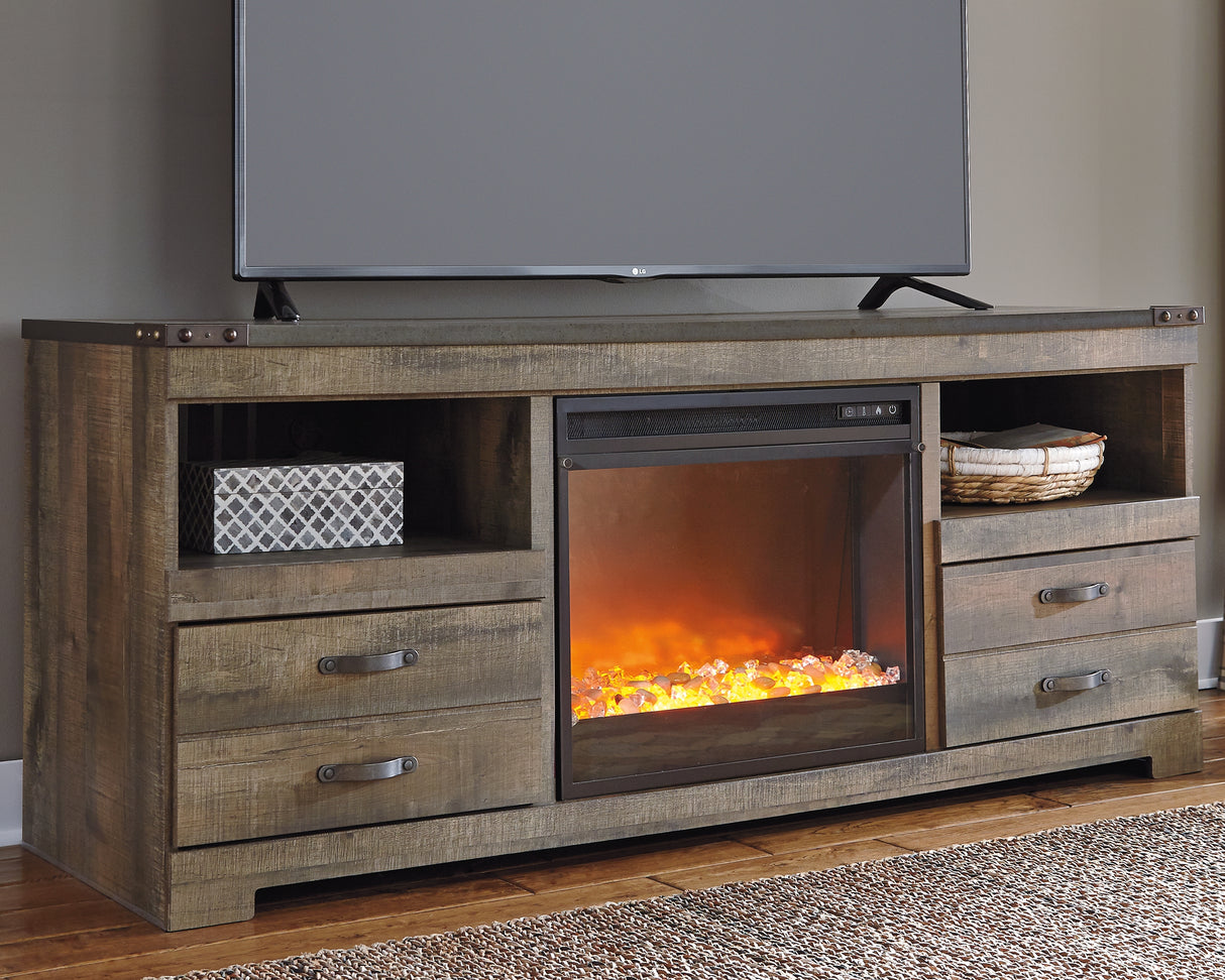 Mega Furniture - Ashley Furniture - Trinell 63" TV Stand with Electric Fireplace - 63" TV Stand with Electric Fireplace / Brown - W446W5