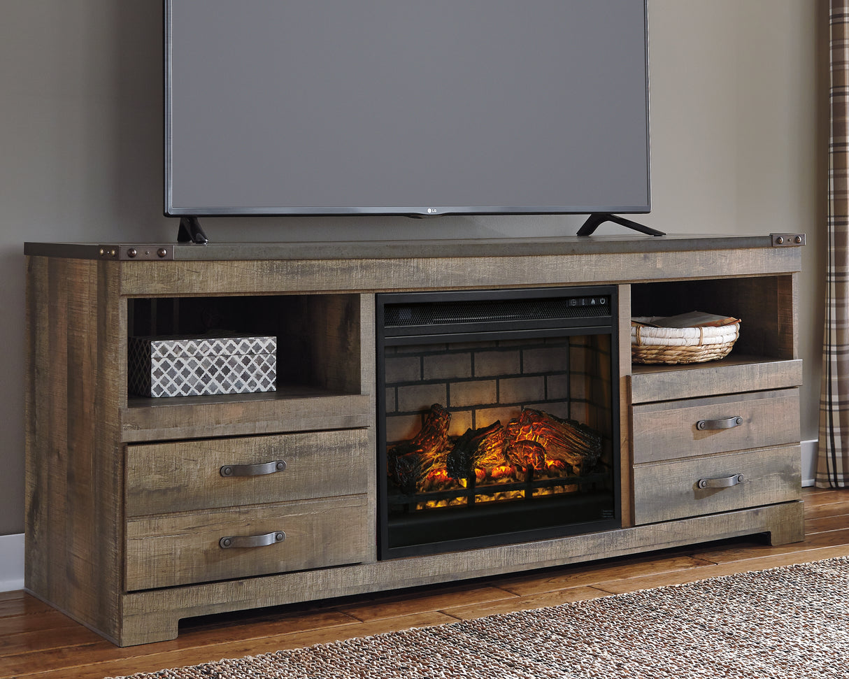 Mega Furniture - Ashley Furniture - Trinell 63" TV Stand with Electric Fireplace - 63" TV Stand with Electric Fireplace / Brown - W446W9