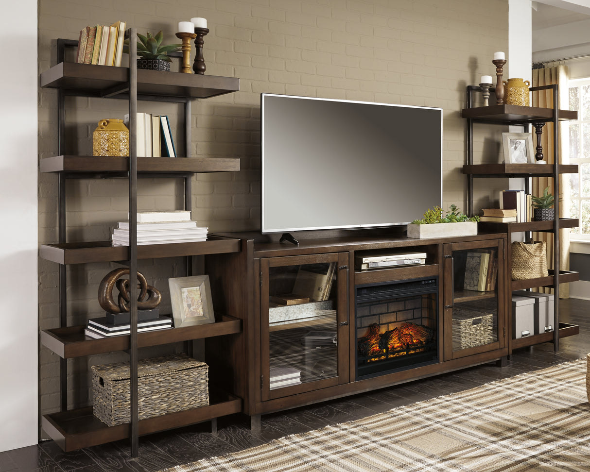 Mega Furniture - Ashley Furniture - Starmore 3-Piece Wall Unit with Electric Fireplace - 3-Piece Wall Unit with Electric Fireplace / Brown/Gunmetal - W633W6