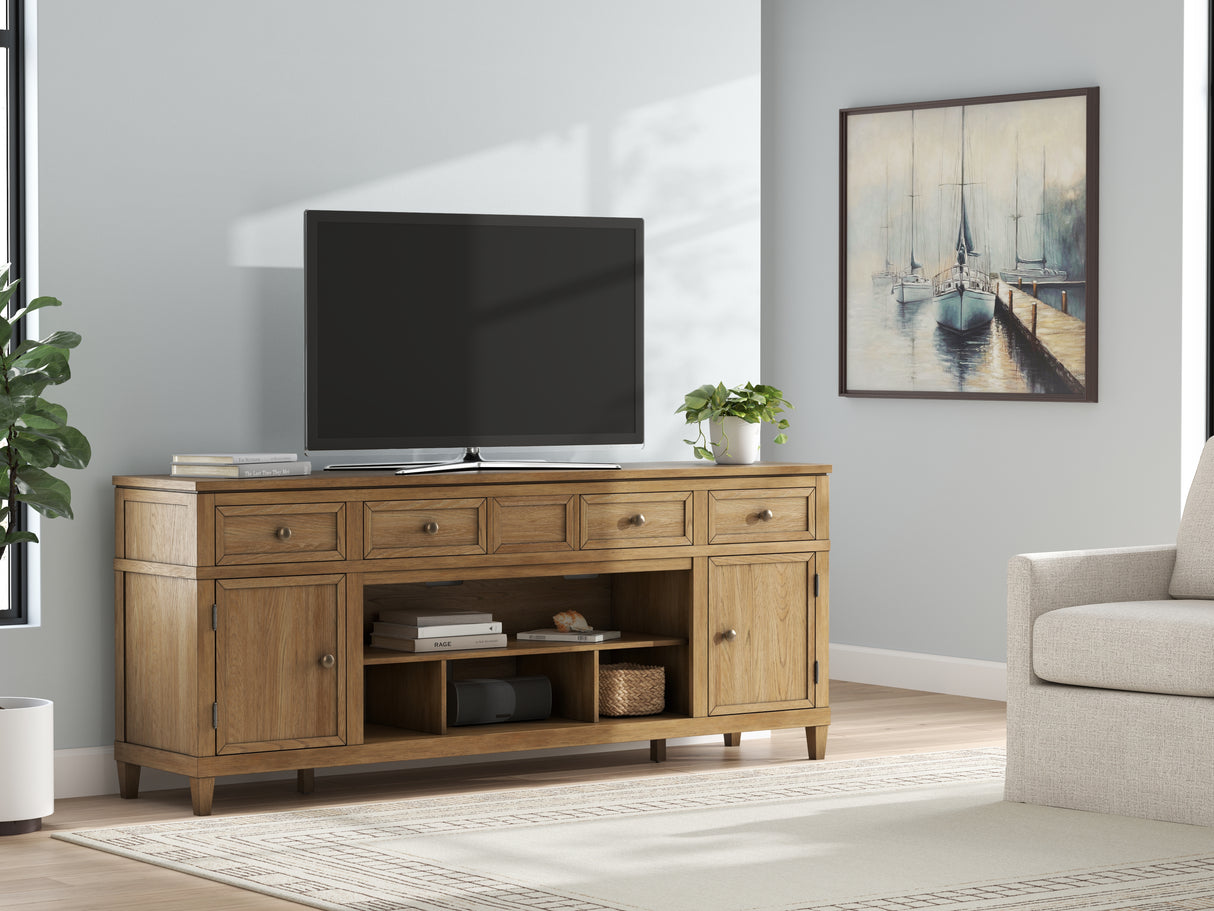 Mega Furniture - Ashley Furniture - Sharlance 81" TV Stand - 81" / Light Brown - W655-68