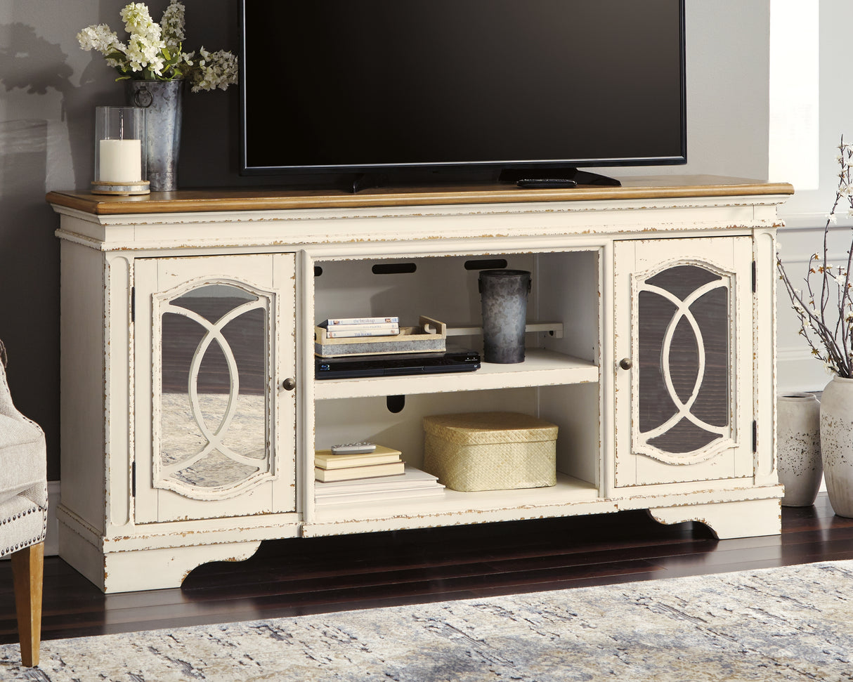 Mega Furniture - Ashley Furniture - Realyn 74" TV Stand - 74" / Chipped White - W743-68