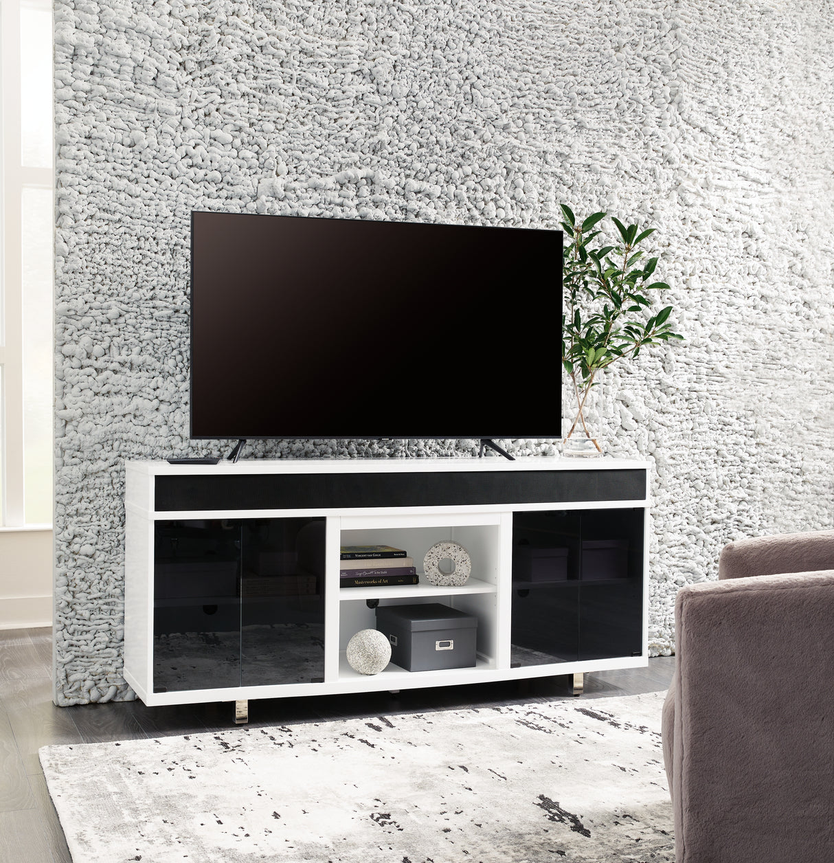 Mega Furniture - Ashley Furniture - Gardoni 72" TV Stand - 72" / White/Black - W756-68