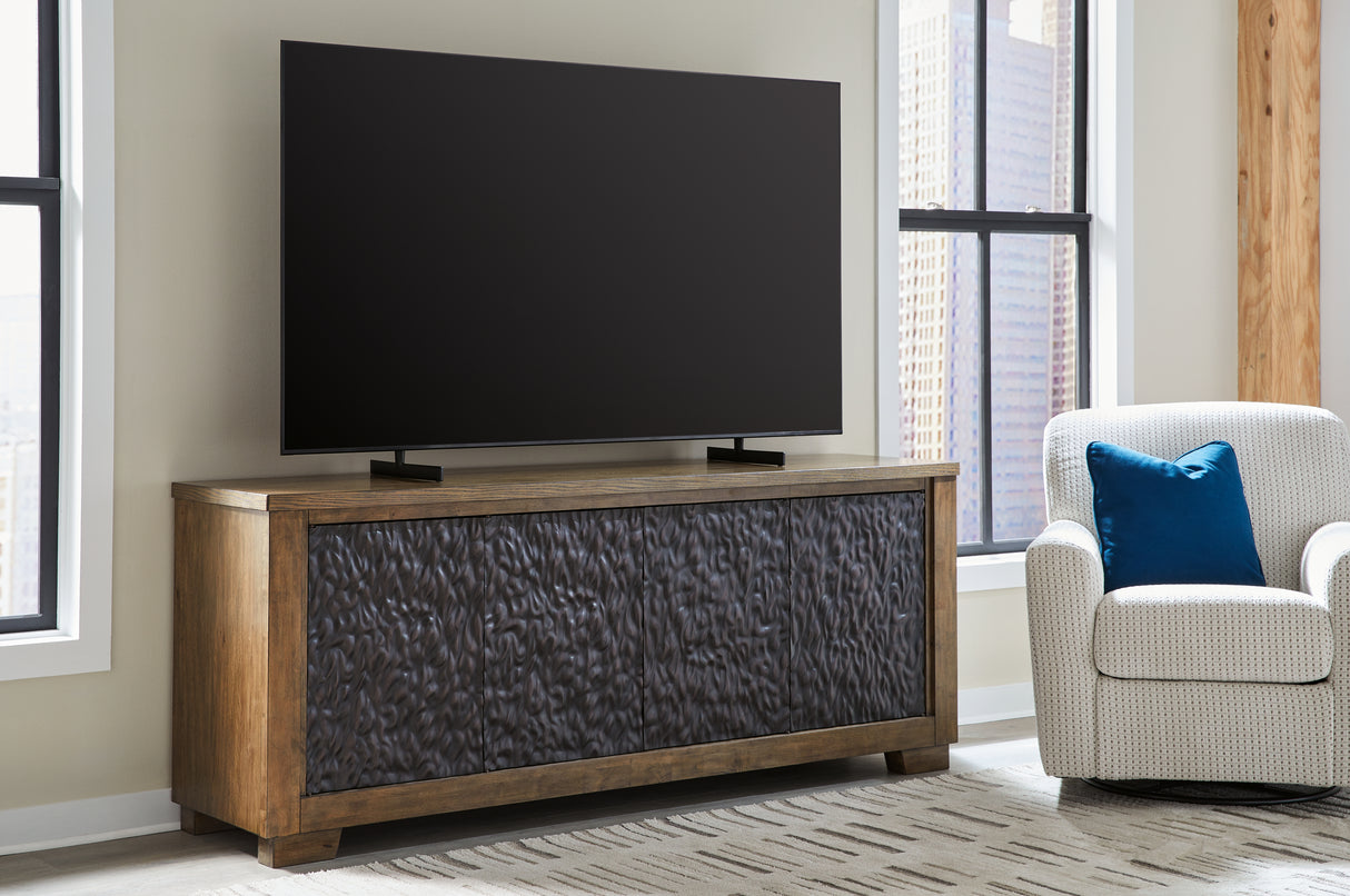 Mega Furniture - Ashley Furniture - Rosswain 80" TV Stand - 80" / Warm Brown - W763-68